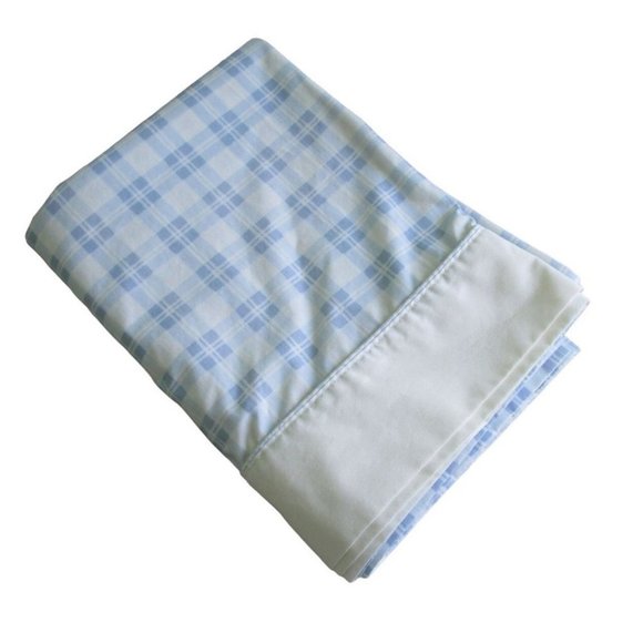 Laura Ashley Other - Laura Ashely Hampton Quartet Light Blue Plaid Twin Top Sheet Vintage Country EUC